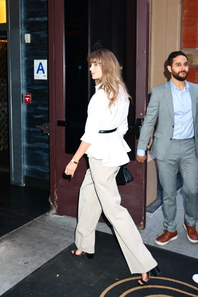 Business Casual Celebrity Trend 2026 — How Taylor Swift and Rihanna Made Office Dressing Cool Taylor Swift white shirt NYC May 2026 3