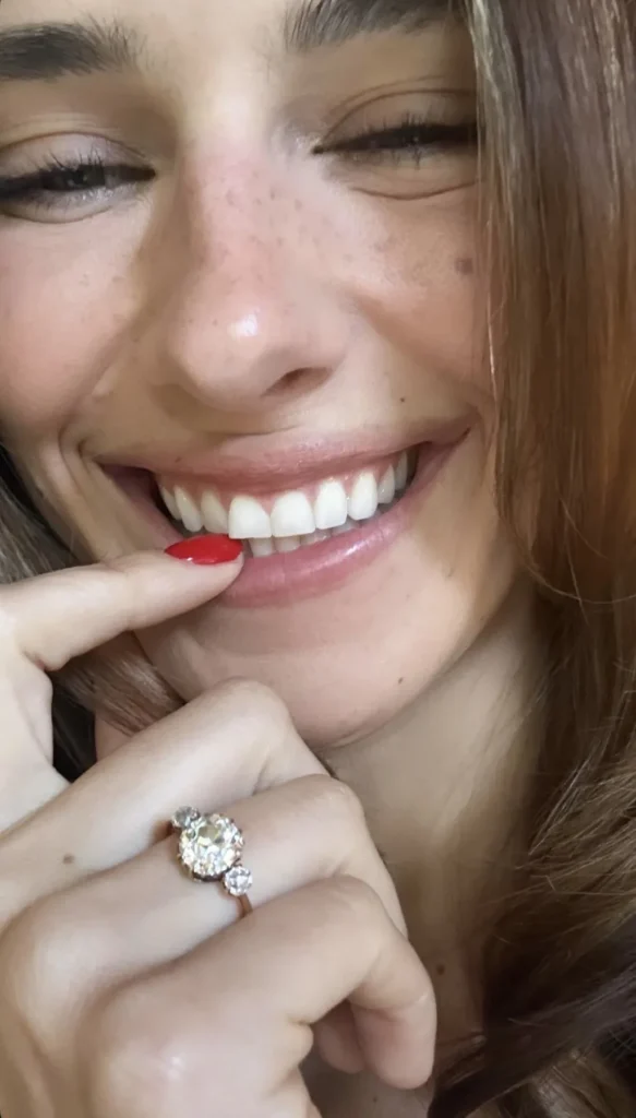 Celebrity Engagement Ring Trends 2026 — What Every Recent Proposal Tells Us Duke Nicholson Devon Lee Carlson three-stone ring 1