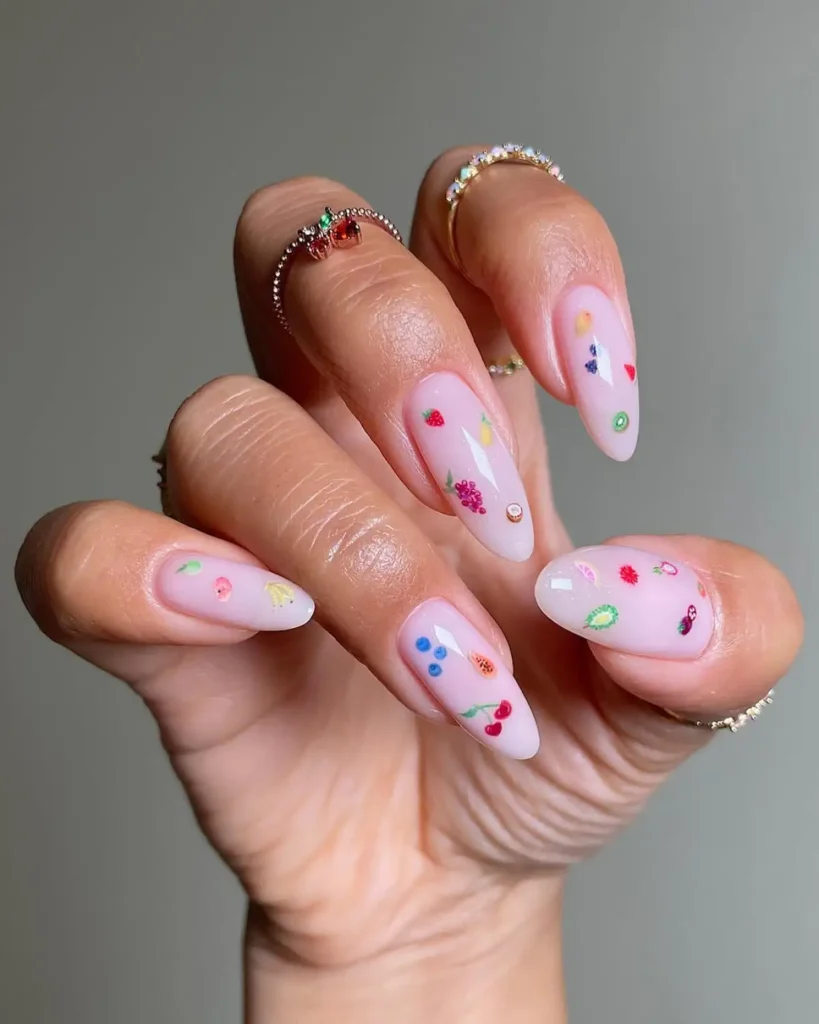 Celebrity Summer Nail Trends 2026 — Glazed Jelly, Seaglass and Every Look to Try Fruit Nail Art 2026