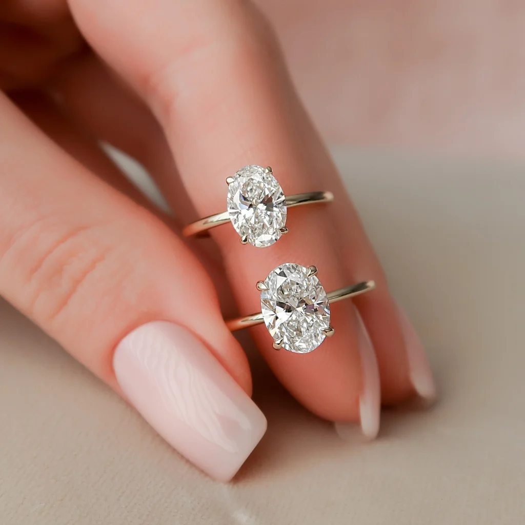 oval diamond engagement ring close up