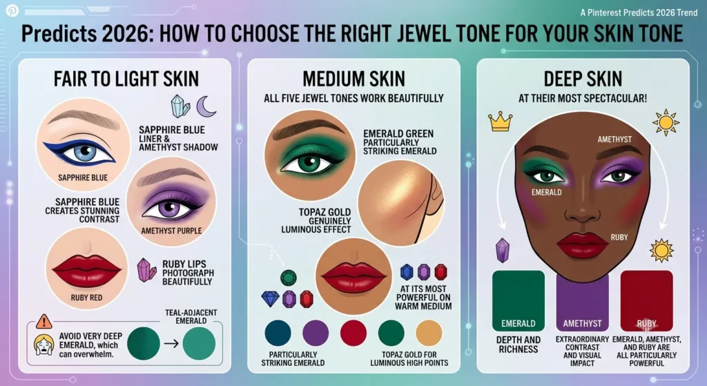 Jewel-Toned Makeup Summer 2026 — The Complete Celebrity Beauty Guide How to Choose the Right Jewel Tone for Your Skin Tone