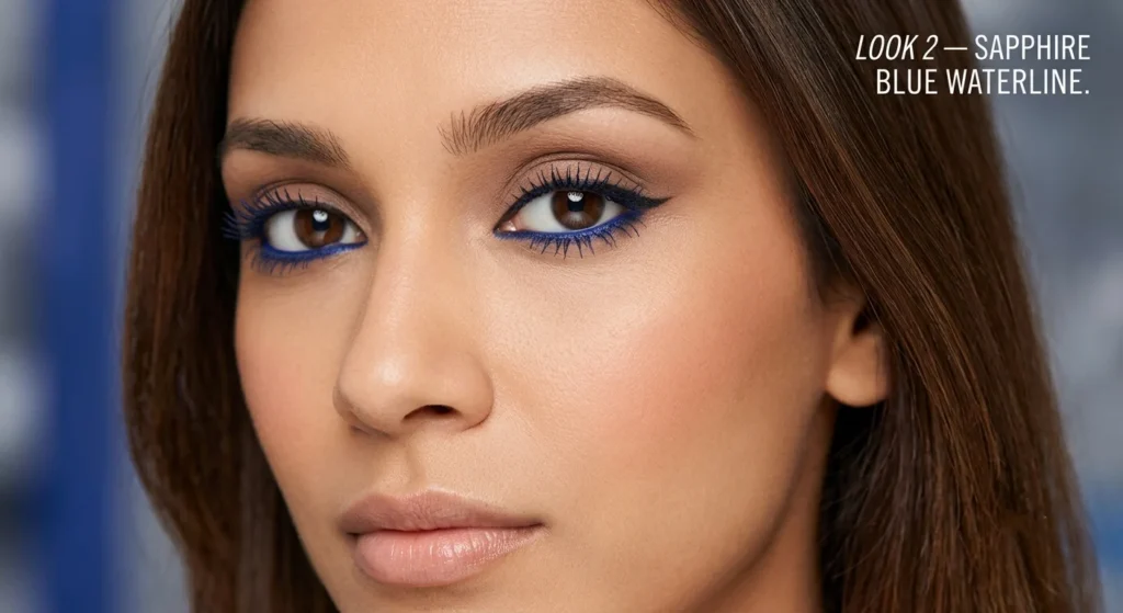 Jewel-Toned Makeup Summer 2026 — The Complete Celebrity Beauty Guide Look 2 — Sapphire Blue Liner
