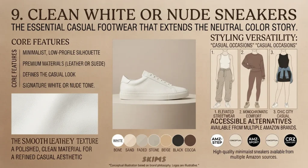 How to Build a Capsule Wardrobe Like Kim Kardashian SKIMS Aesthetic 2026 - Style Guide Clean White or Nude Sneakers