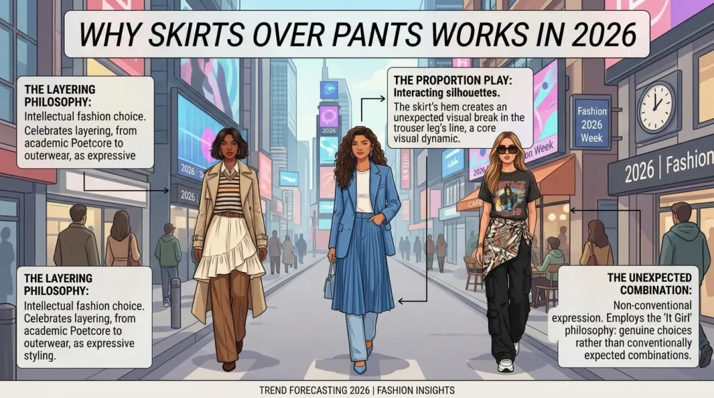 Skirts and Dresses Over Pants 2026 — The Celebrity Stylist Complete Trend Guide Why Skirts Over Pants Works in 2026
