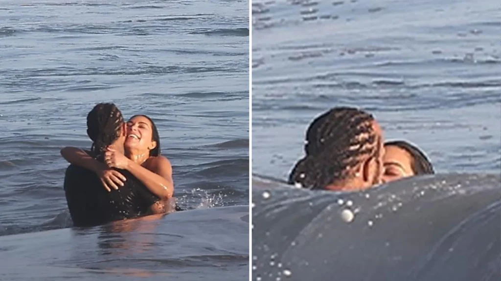 kim kardashian and lewis hamilton Malibu beach kiss photograph