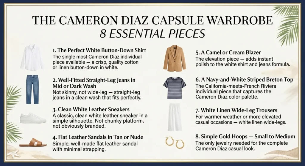 How to Dress Like Cameron Diaz 2026 — Her Complete Celebrity Style Guide The Cameron Diaz Capsule Wardrobe — 8 Essential Pieces
